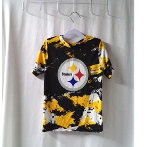NFL Boy's Large Pittsburgh Steelers Graphic Tshirt Black &‎ Gold Pattern